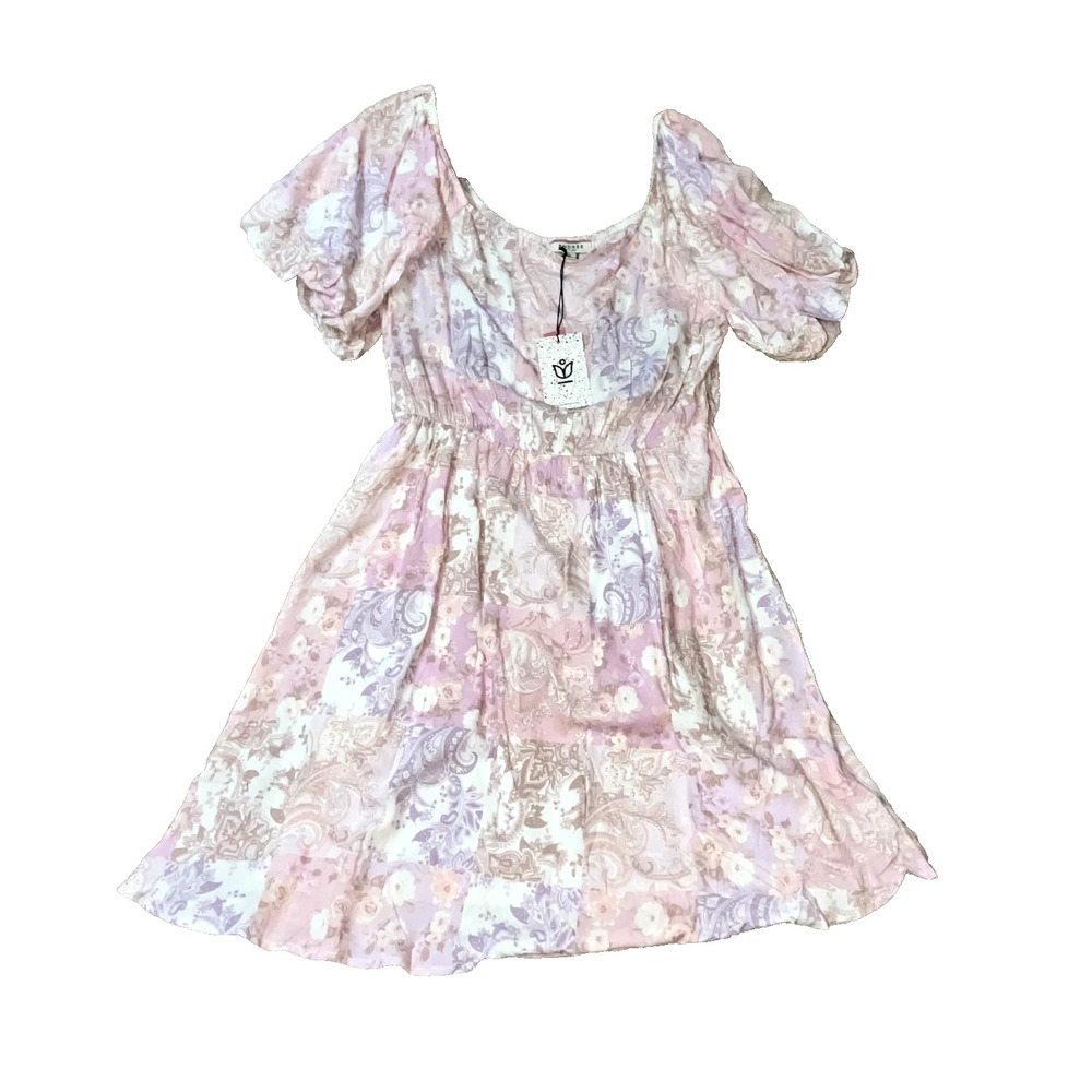 Andree By Unit Dress Women's Size Large Pink Pastels Lined Baloon Sleeve Midi